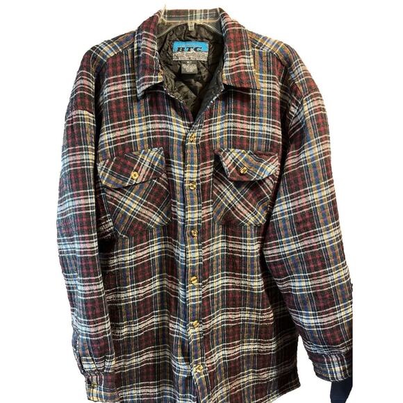 BTC VTG Men’s XLT Red Plaid Flannel Shirt Long Sleeve Button Down Cotton Outdoor - Picture 1 of 10